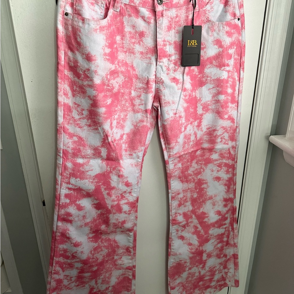 Lucky & Blessed Pink and White Patterned Pants